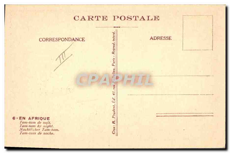 Tam-tam de nuit — En Afrique — Éd. R. Prudent, Paris — Rückseite