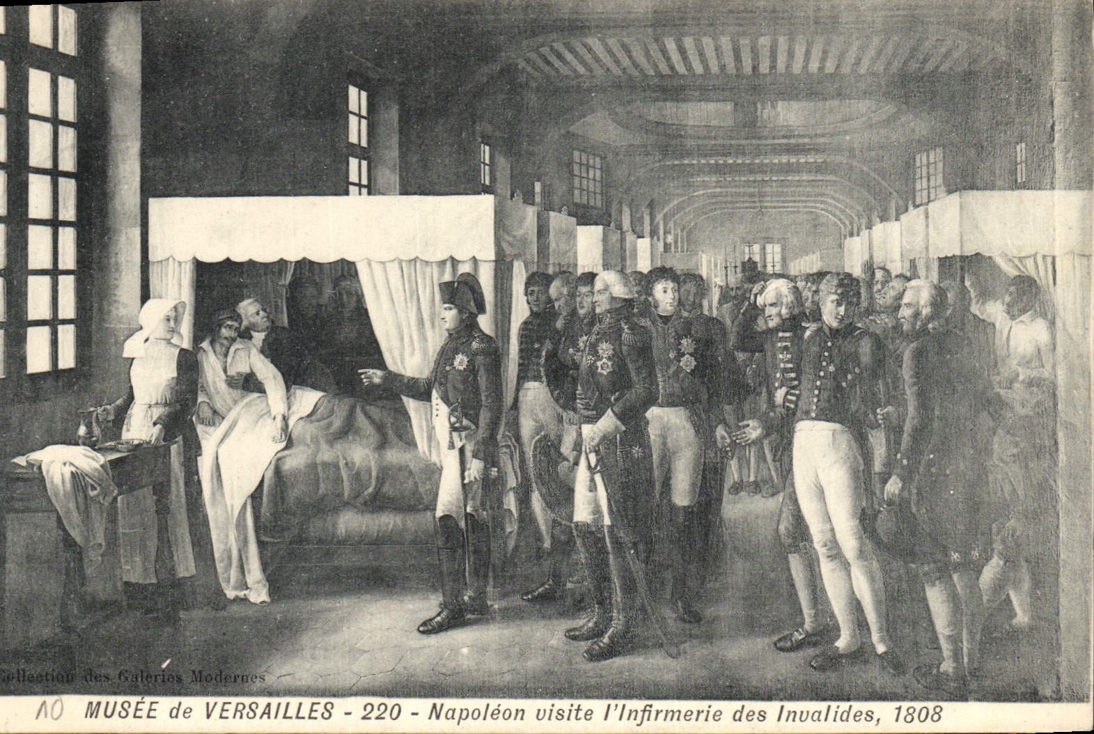 CPA Napoleon 1er visite l'infirmerie des Invalides 1808 Musee de Versailles