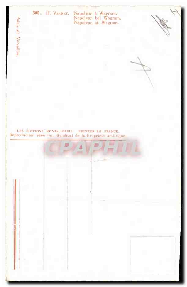 CPA Napoleon 1er a Wagram Vernet  — Rückseite