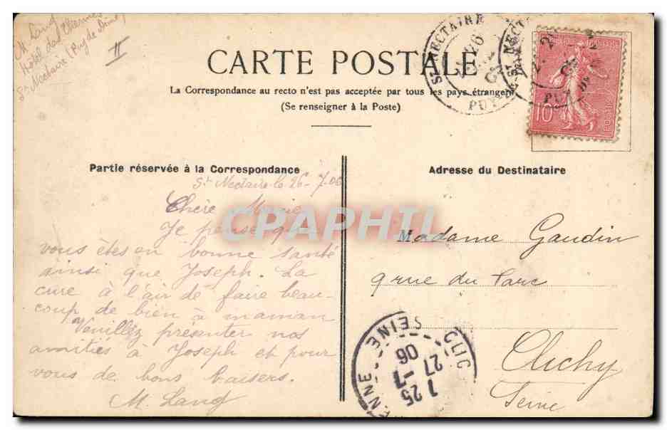 CPA Dolmen Menhir Saint Nectaire Auvergne Enfant — Rückseite