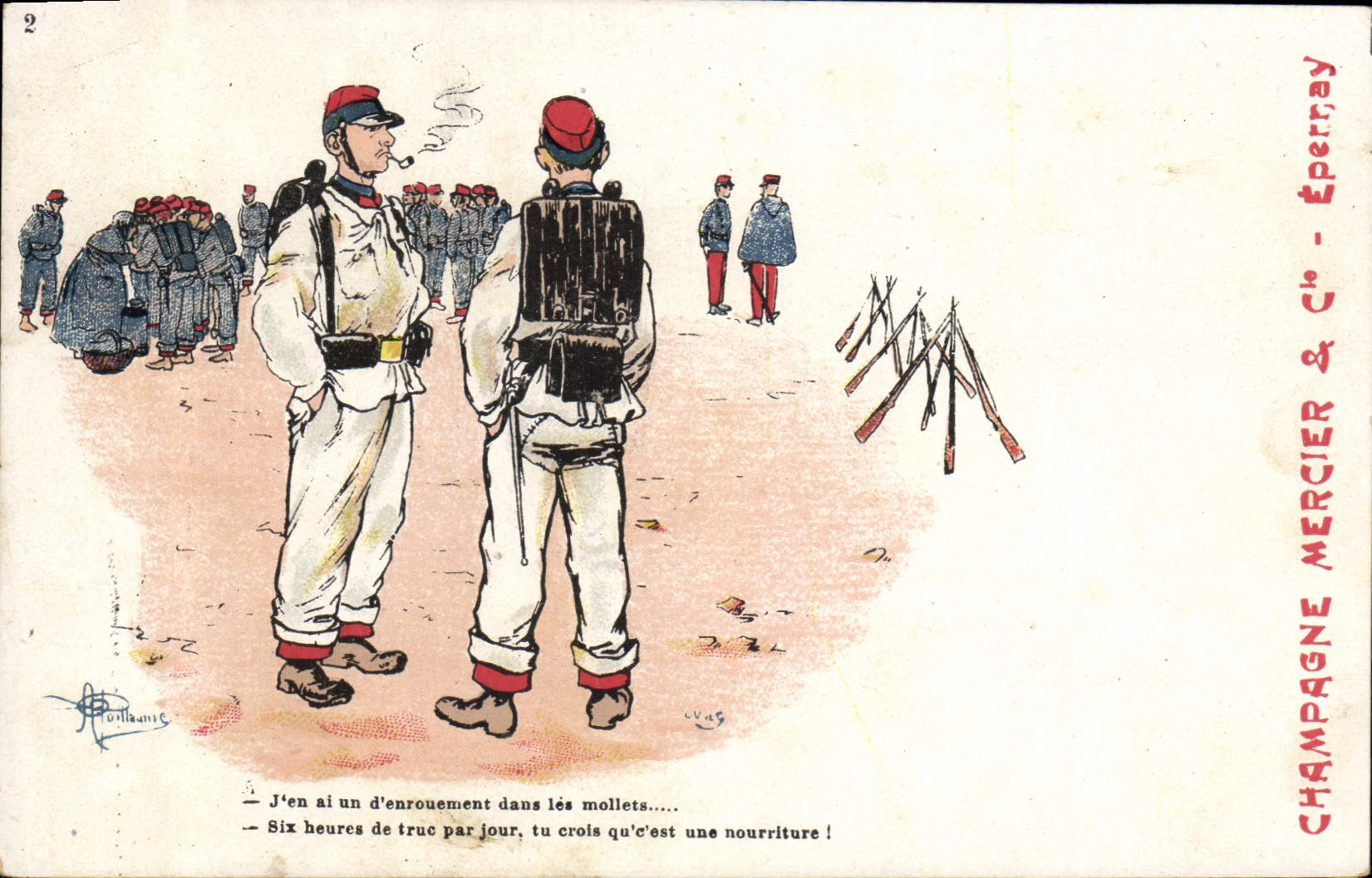 CPA Fantaisie Illustrateur Albert Guillaume Militaria Champagne Mercier Epernay