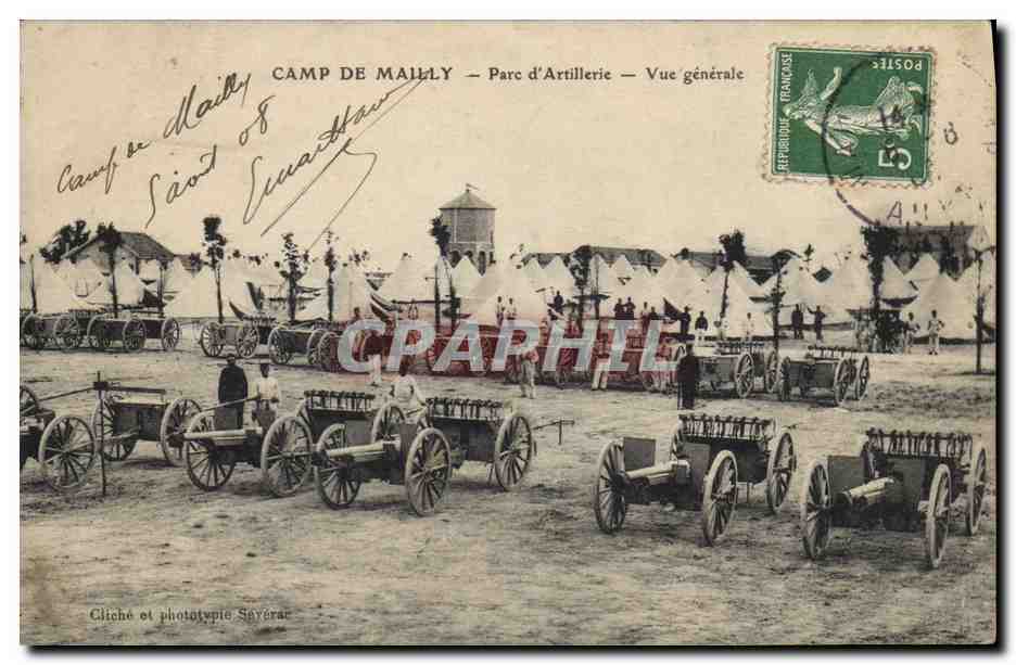 CPA Militaria Camp de Mailly parc d'artillerie Vue generale 