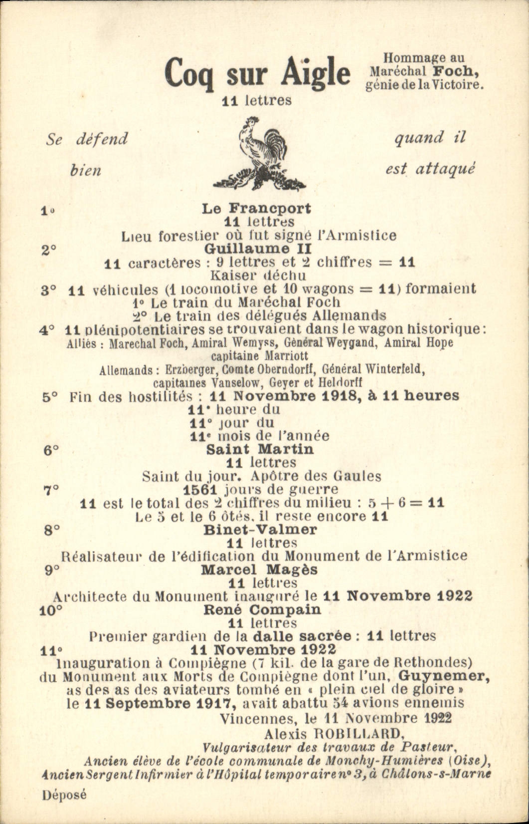 CPA Militaria Coq sur aigle Hommage au Marechal Foch 