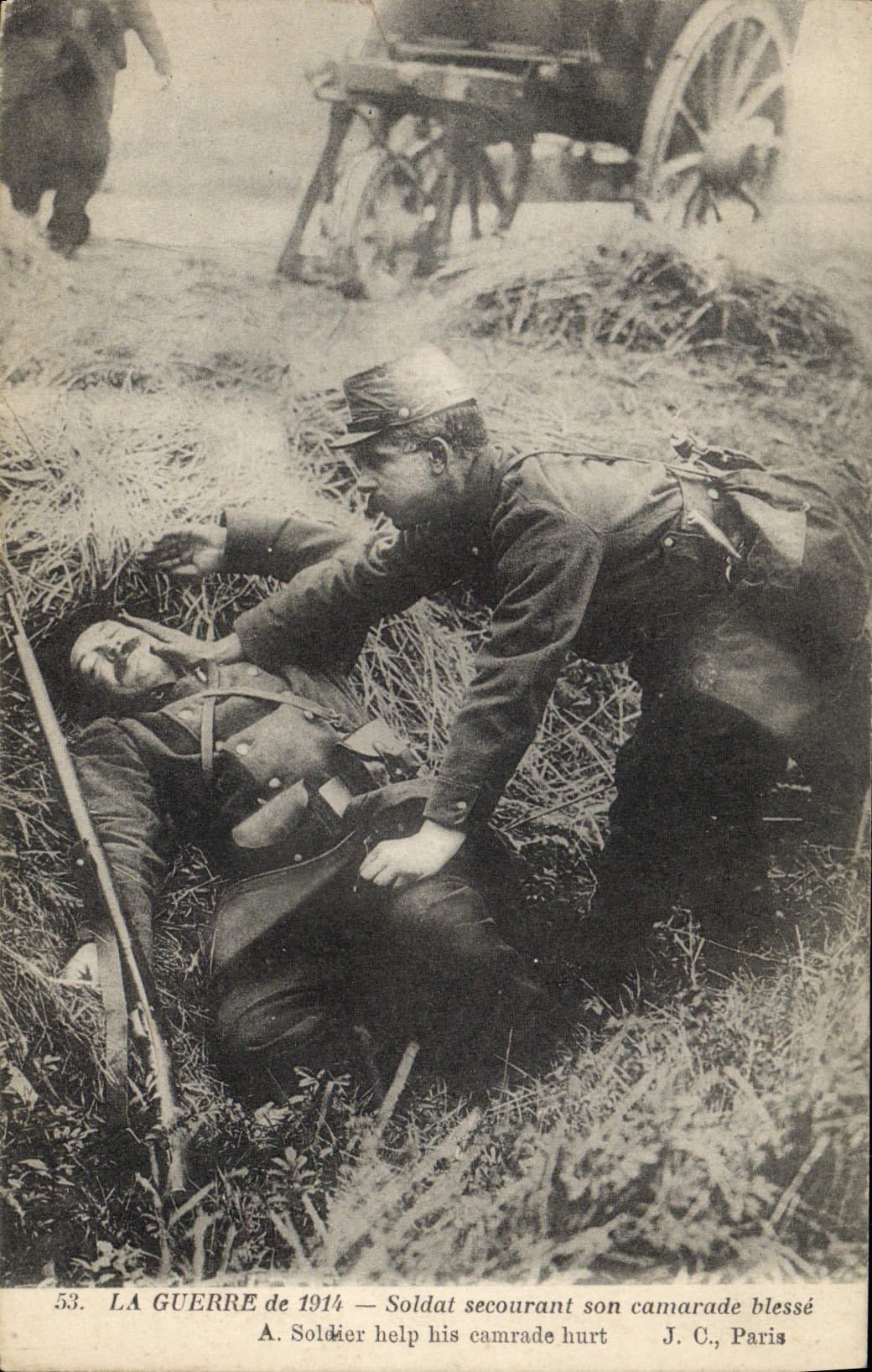 Soldat secourant son camarade blessé — La Guerre de 1914 — J. C., Paris
