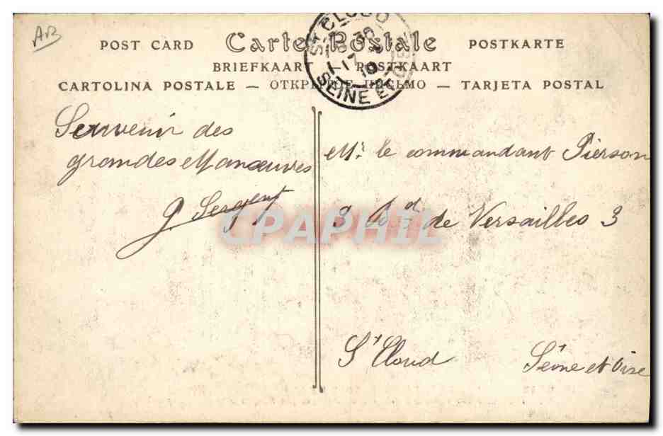 Grandi Manovre di Picardia del 1910 — Difesa di una strada all'ingresso di un villaggio, da parte dell'Infanteria — editore non visibile, n° di serie 134 — Verso