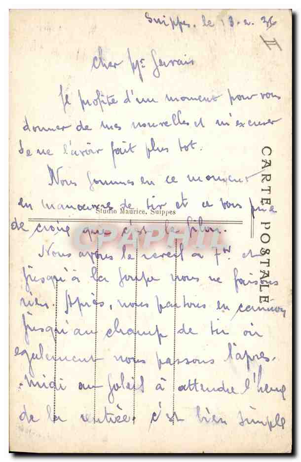 CPA Militaria Camp de Suippes Prise d'armes  — Rückseite