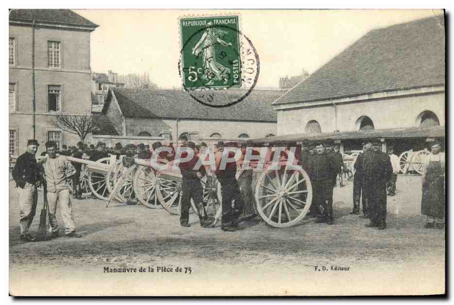 CPA Militaria Manoeuvre de la piece de 75