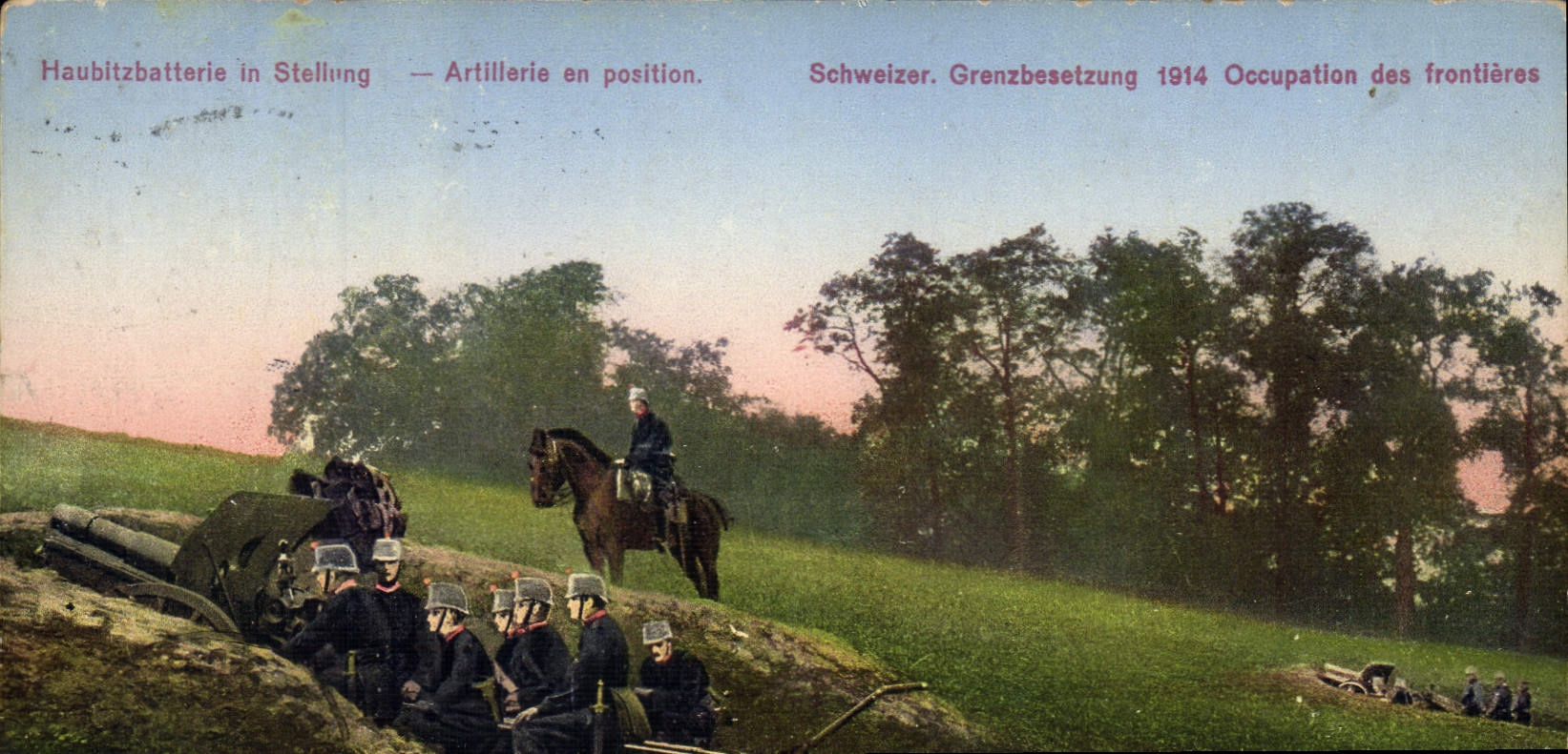 CPA Militaria Artillerie en position 1914 Occupation des frontieres 