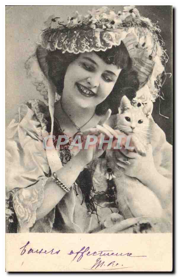 CPA Chat Chats Chaton Femme
