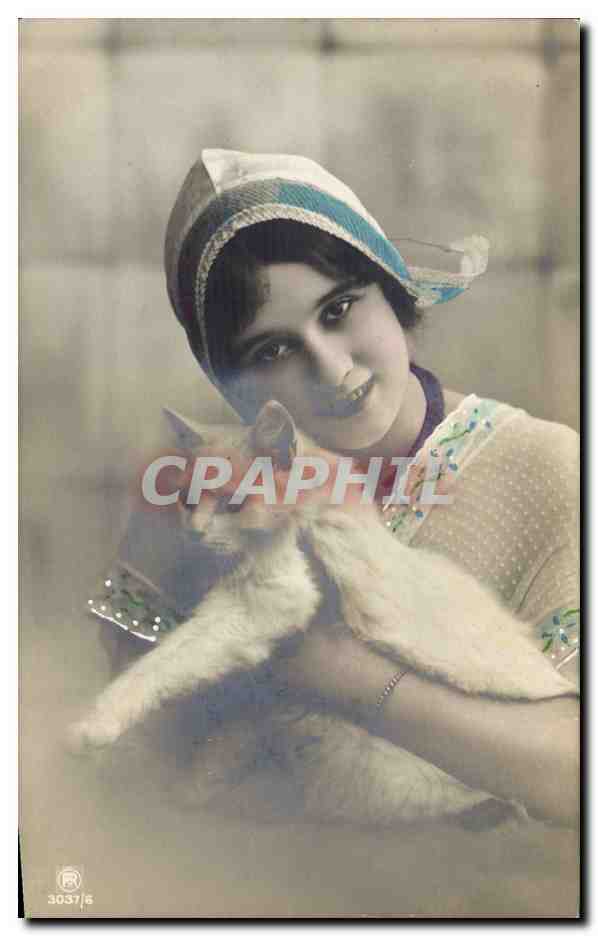CPA Chat Chats Chaton Femme