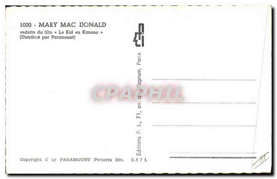 CPM Cinema Mary Mac Donald Le kid en kimono — Rückseite