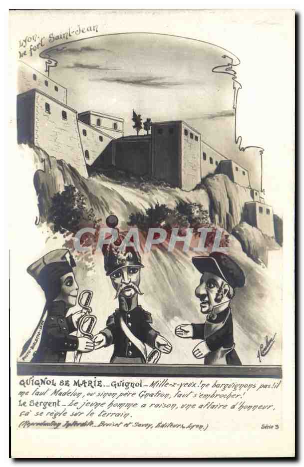 CPA Guignols Guignol se marie Lyon Fort Saint Jean