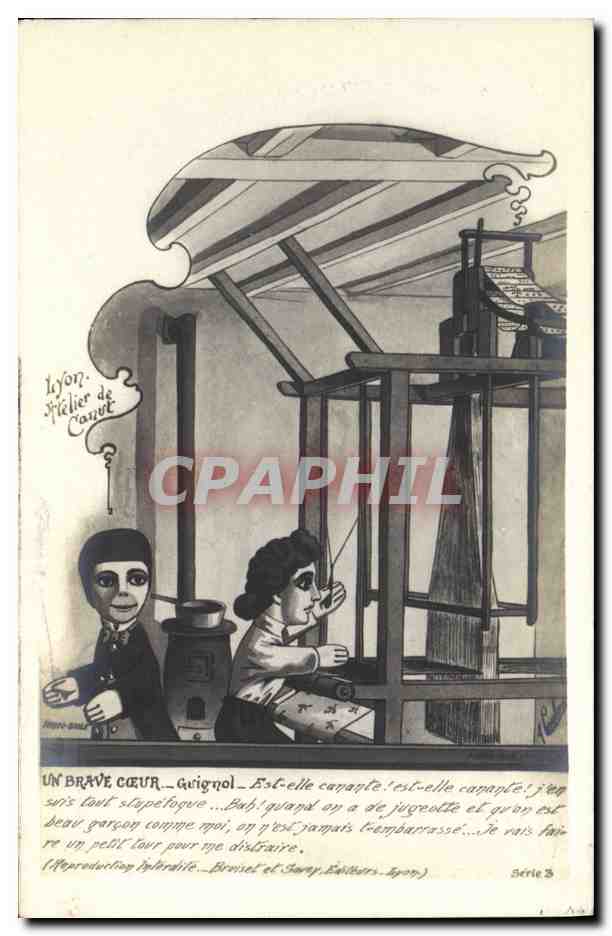 CPA Guignols Un brave coeur Guignol Lyon Atelier de Canut