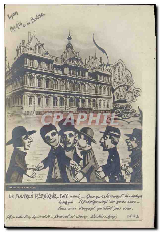 CPA Guignols Le poltron heroique Guignol Lyon Palais de la Bourse