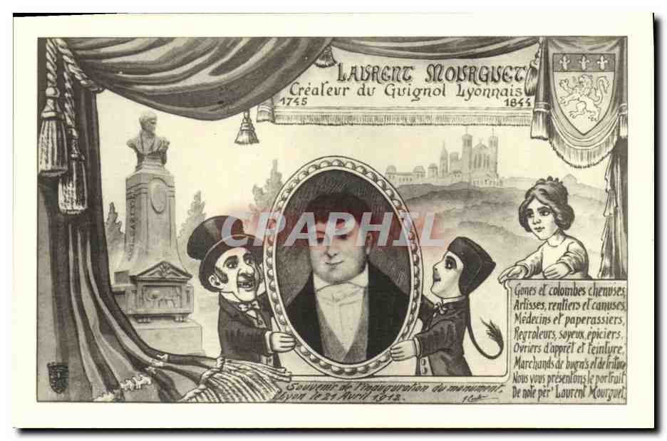 Laurent Mourguet — Créateur du Guignol Lyonnais — Souvenir de l'inauguration du monument, Lyon, 21 Avril 1913