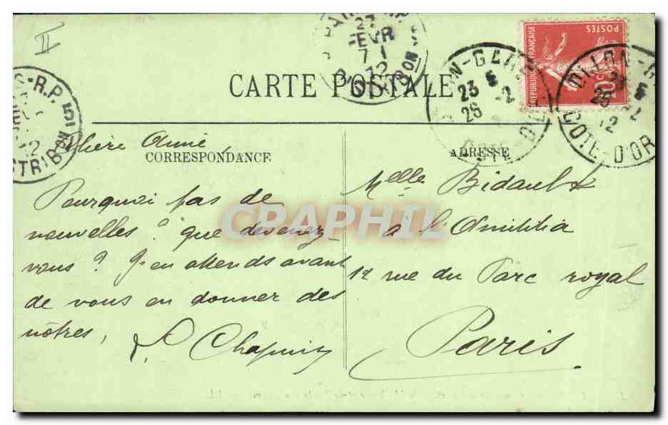 CPA Banque Dijon Porte Guillaume et le Comptoir d'Escompte de Mulhouse  — Rückseite