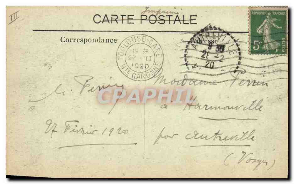 CPA Banque Toulouse Rue d'Alsace et Comptoir d'Escompte  — Rückseite