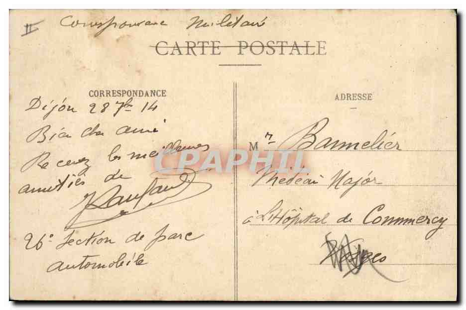 CPA Banque Dijon Porte Guillaume et le Comptoir d'Escompte de Mulhouse  — Rückseite