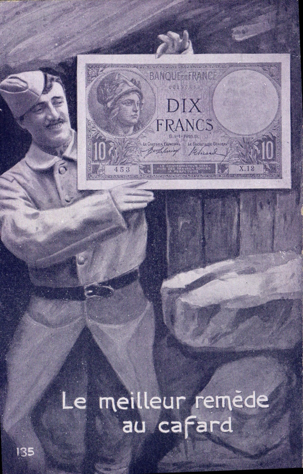 Soldat tenant un billet de 10 francs — Banque de France — Édition SID Paris n°135