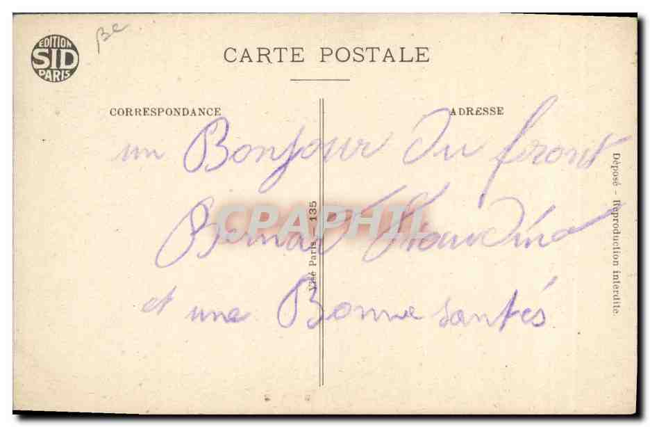 Soldat tenant un billet de 10 francs — Banque de France — Édition SID Paris n°135 — Rückseite