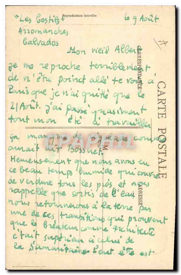 CPA Folklore Normandie Costume de Coutances  — Verso