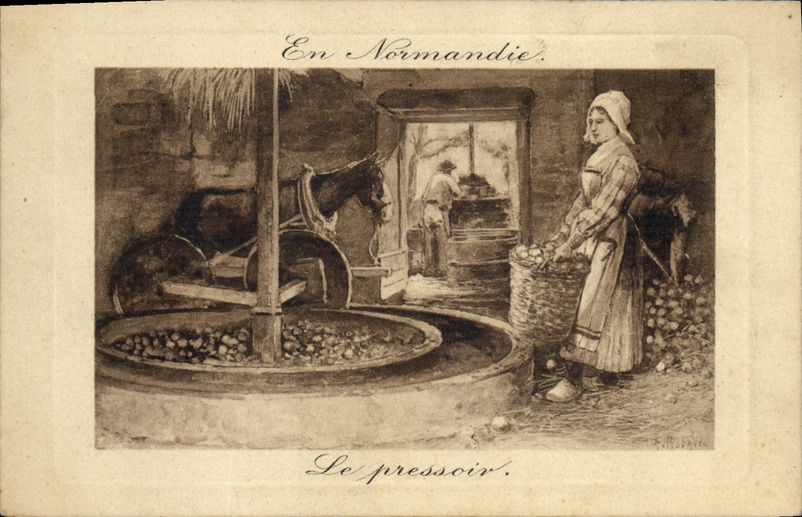 CPA Folklore Normandie Le pressoir 