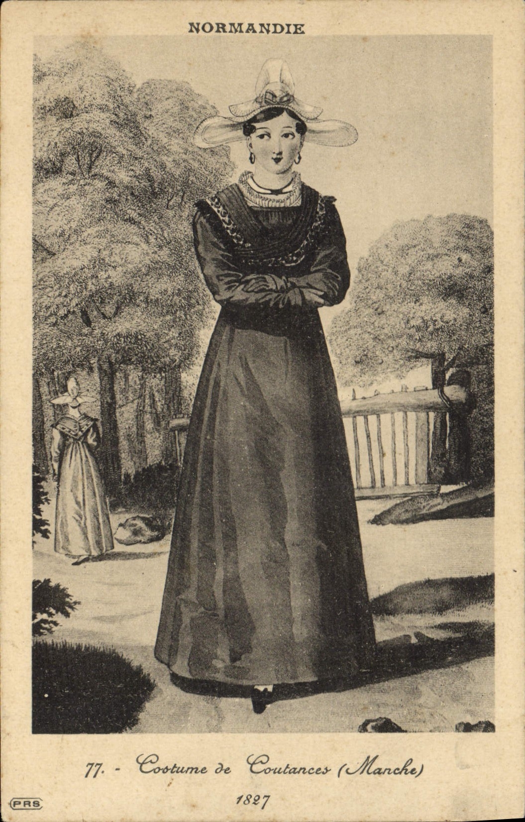 CPA Folklore Normandie Costume de Coutances Manche 1827
