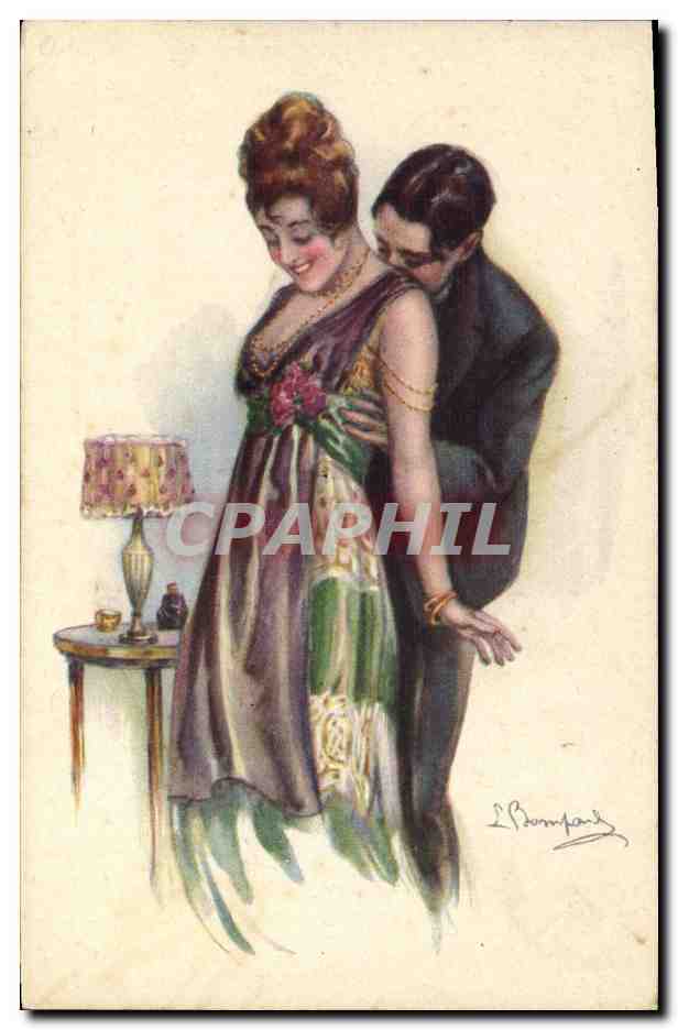 Scène intime — couple dans un intérieur — dessin de L. Bompani