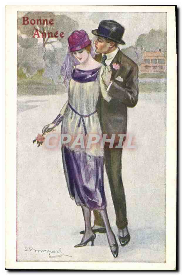 Couple élégant — Bonne Année — S. Bonnypard, éditeur italien