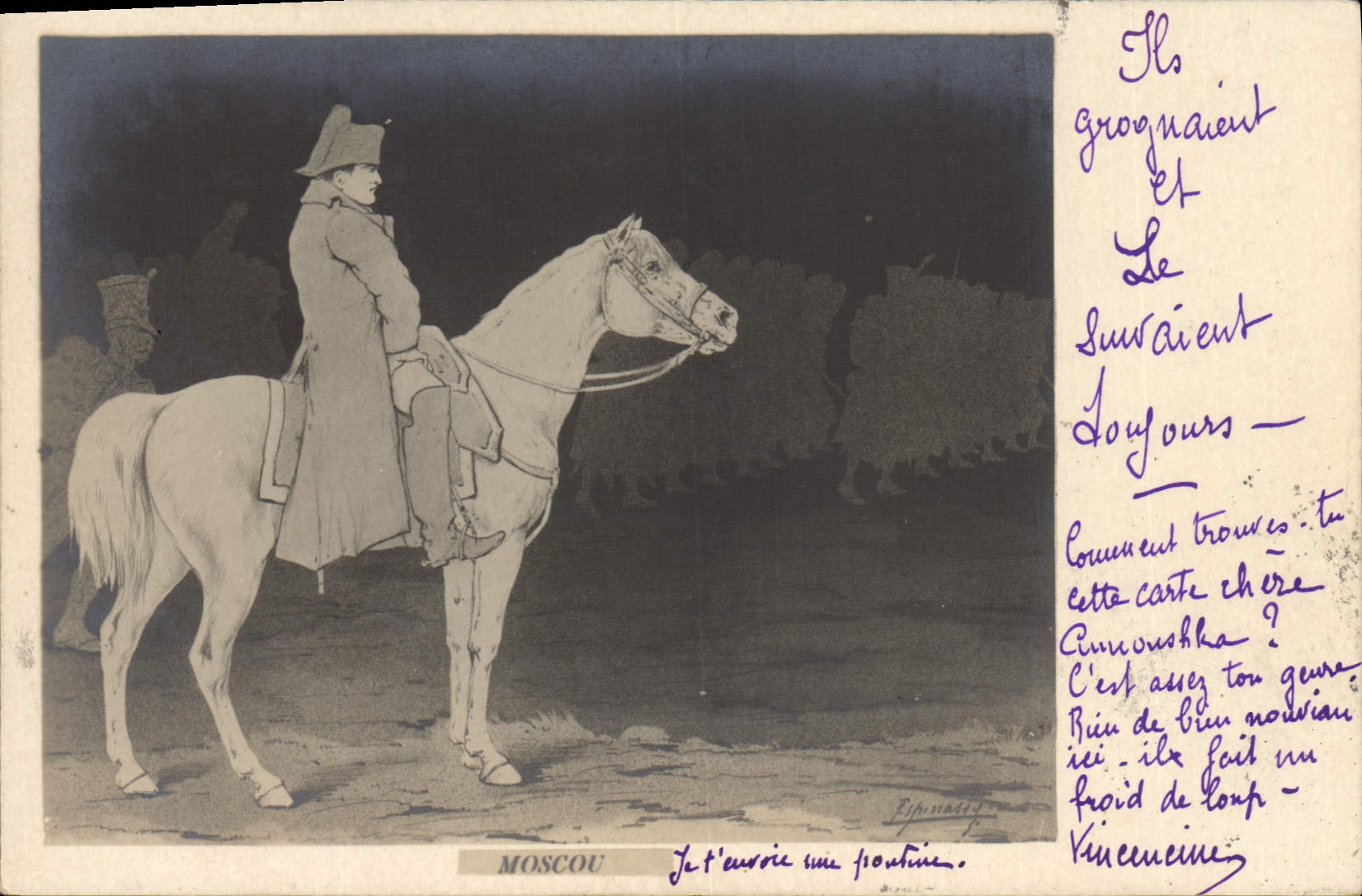 Moscou — Soldat à cheval — Éditeur Espinassy, n° de série non visible