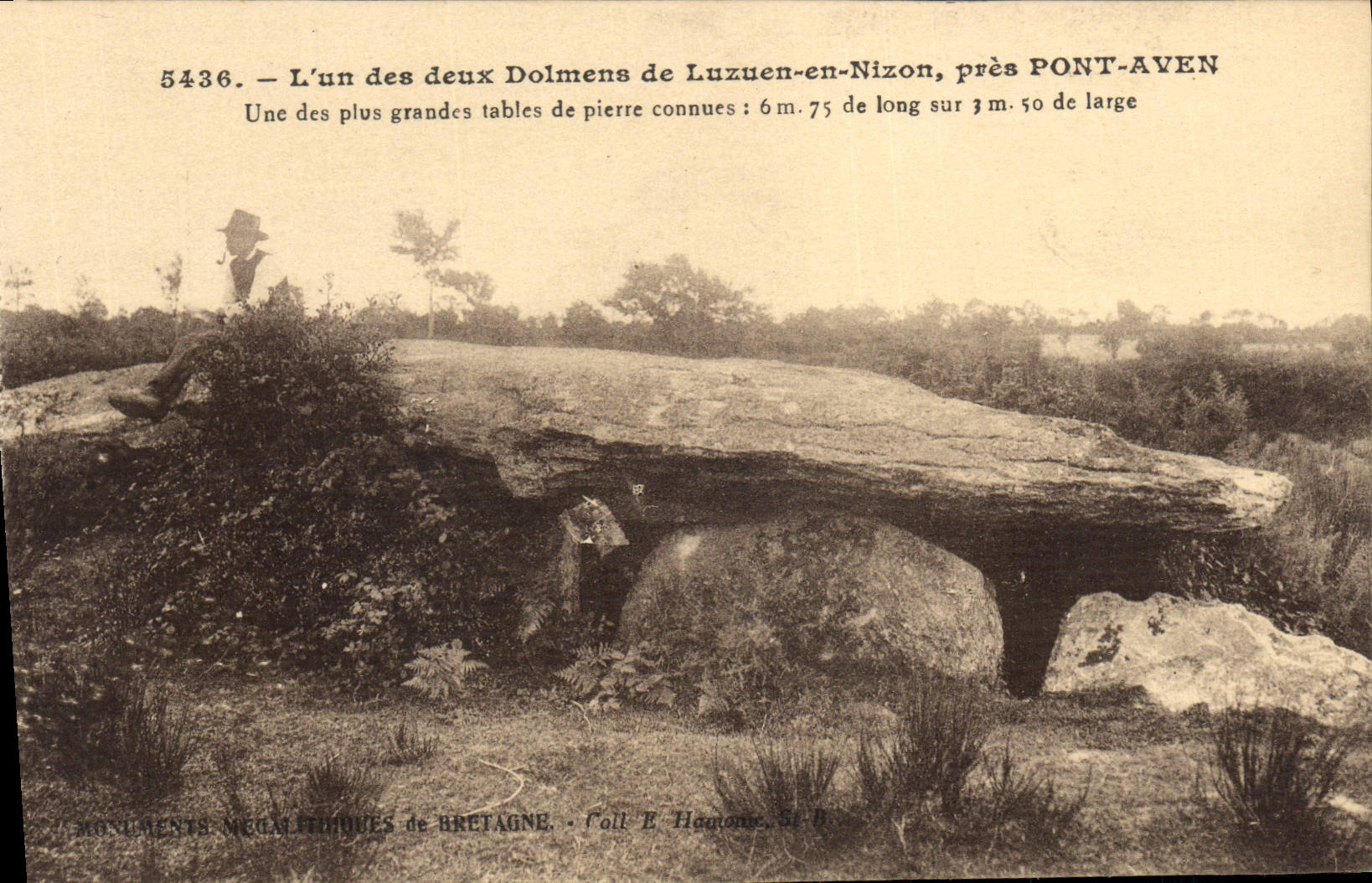 CPA Dolmen Menhir L'un des deux dolmesn de Luzuen en Nizon pres Pont Aven