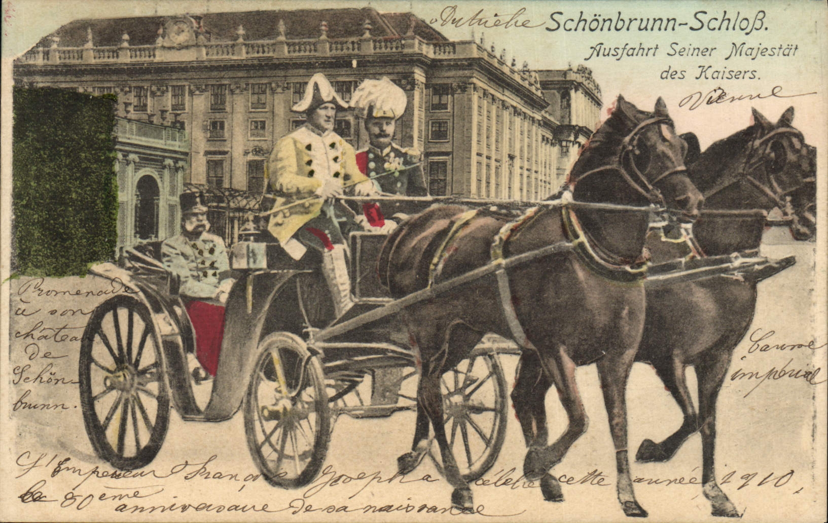 Promenade à Schönbrunn — Ausfahrt Seiner Majestät des Kaisers — Verlag O. Ch. W.
