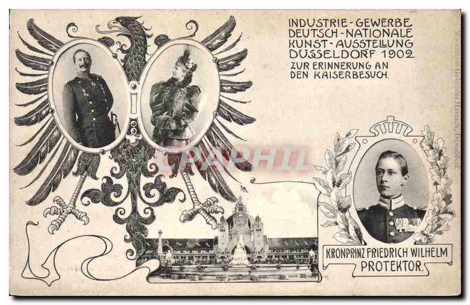 Industrie-Gewerbe-Deutsch-Nationale Kunst-Ausstellung Düsseldorf 1902 — Zur Erinnerung an den Kaiserbesuch — Kronprinz Friedrich Wilhelm Protektor