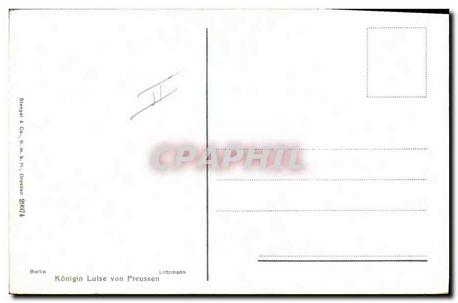 Königin Luise von Preussen — Série 24174 — Stengel & Co., G.m.b.H., Dresden — Verso