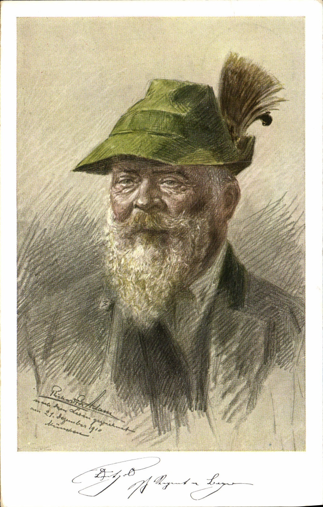 Portrait de Luitpold von Bayern — 90e anniversaire — éditeur Melasor & Buch, Leipzig