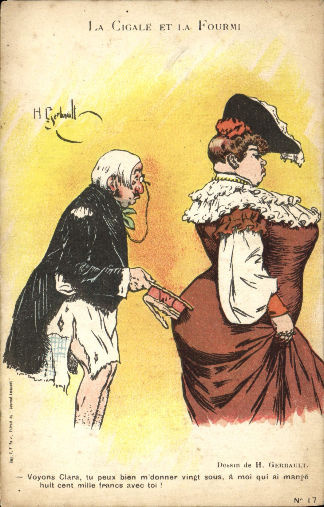 La Cigale et la Fourmi — Dessin de H. Gerbault — N° 17