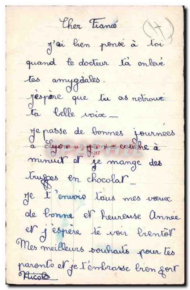 Enfants avec houx et chien — village enneigé — éditeur inconnu, n° de série 9.1 — Verso
