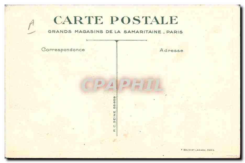 Tonkin — Le pousse-pousse — Société des Cartes Postales de la Samaritaine — Verso