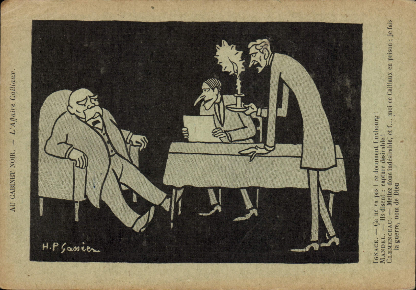 CPA Fantaisie Illustrateur Au cabinet Noir l'affaire Caillaux