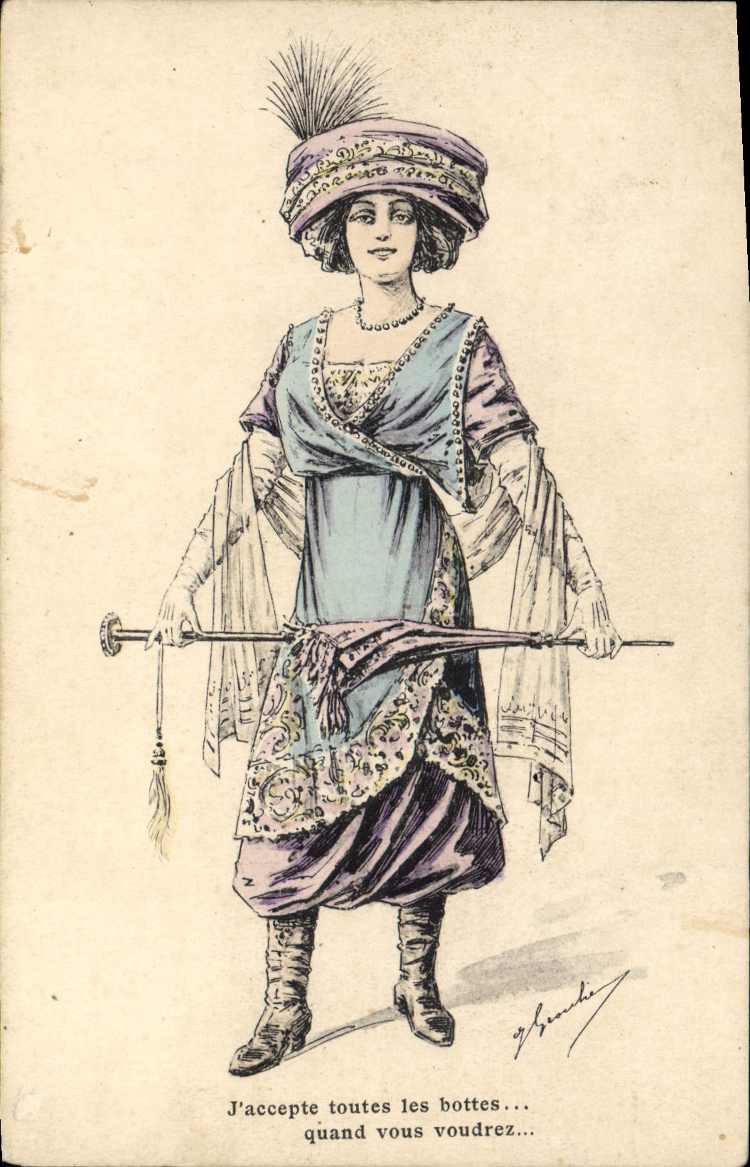 Femme en tenue orientale — J'accepte toutes les bottes... quand vous voudrez... — G. Grandjean