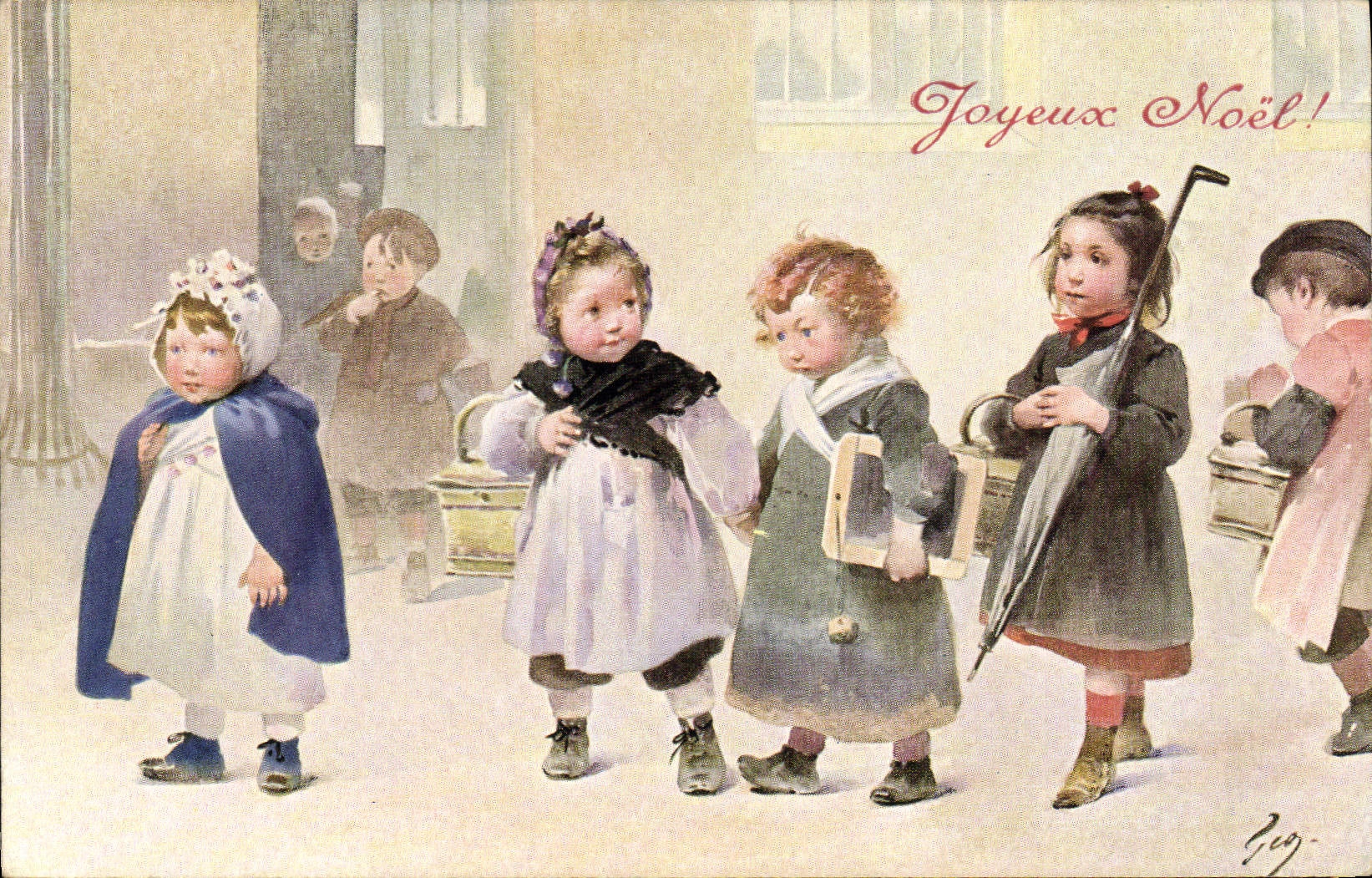 CPA Fantaisie Illustrateur Noel Enfants