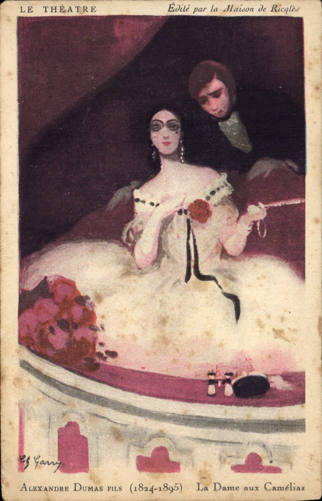 CPA Fantaisie Illustrateur Le theatre Alexandre Dumas Fils La dame aux Camelias