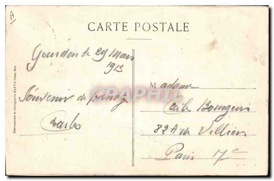 Jeune femme en chapeau — avec longue chevelure blonde — Établissement de photographie GLETTA, France — Verso