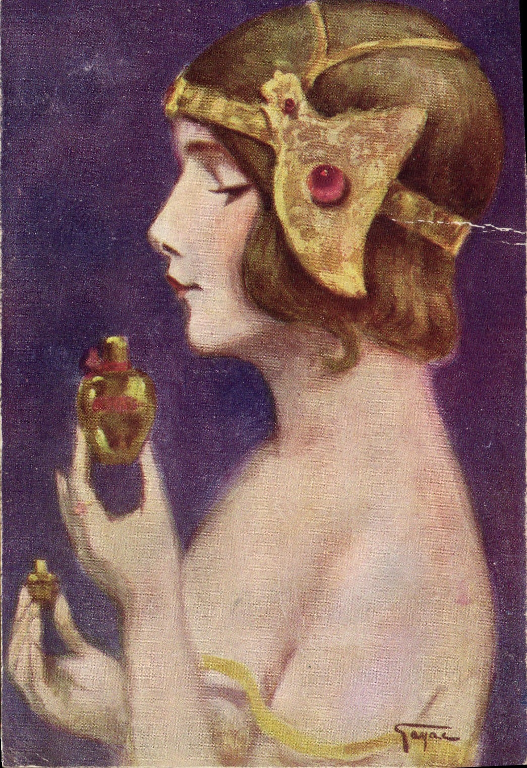 Femme en costume égyptien — parfum — dessin de Tayar