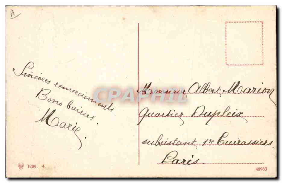 Artillerie (Nettoyage d'une pièce) — carte postale militaire — éditeur non visible — Verso