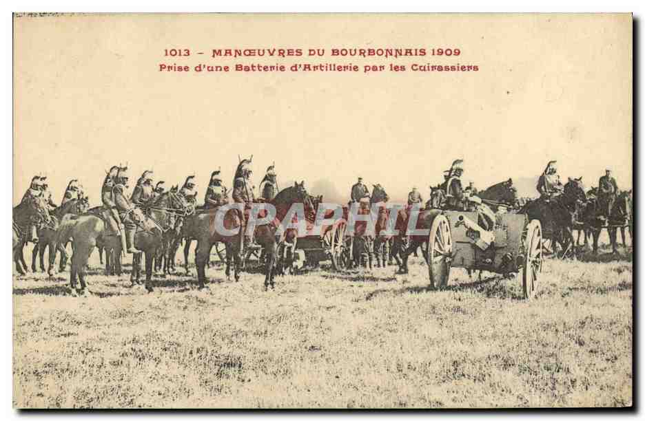 Manœuvres du Bourbonnais 1909 — Prise d'une batterie d'artillerie par les cuirassiers — S.R.A.
