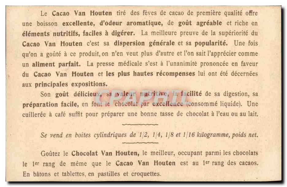 CPA Chat Chats Chaton Chien Cacao Van Houten — Back