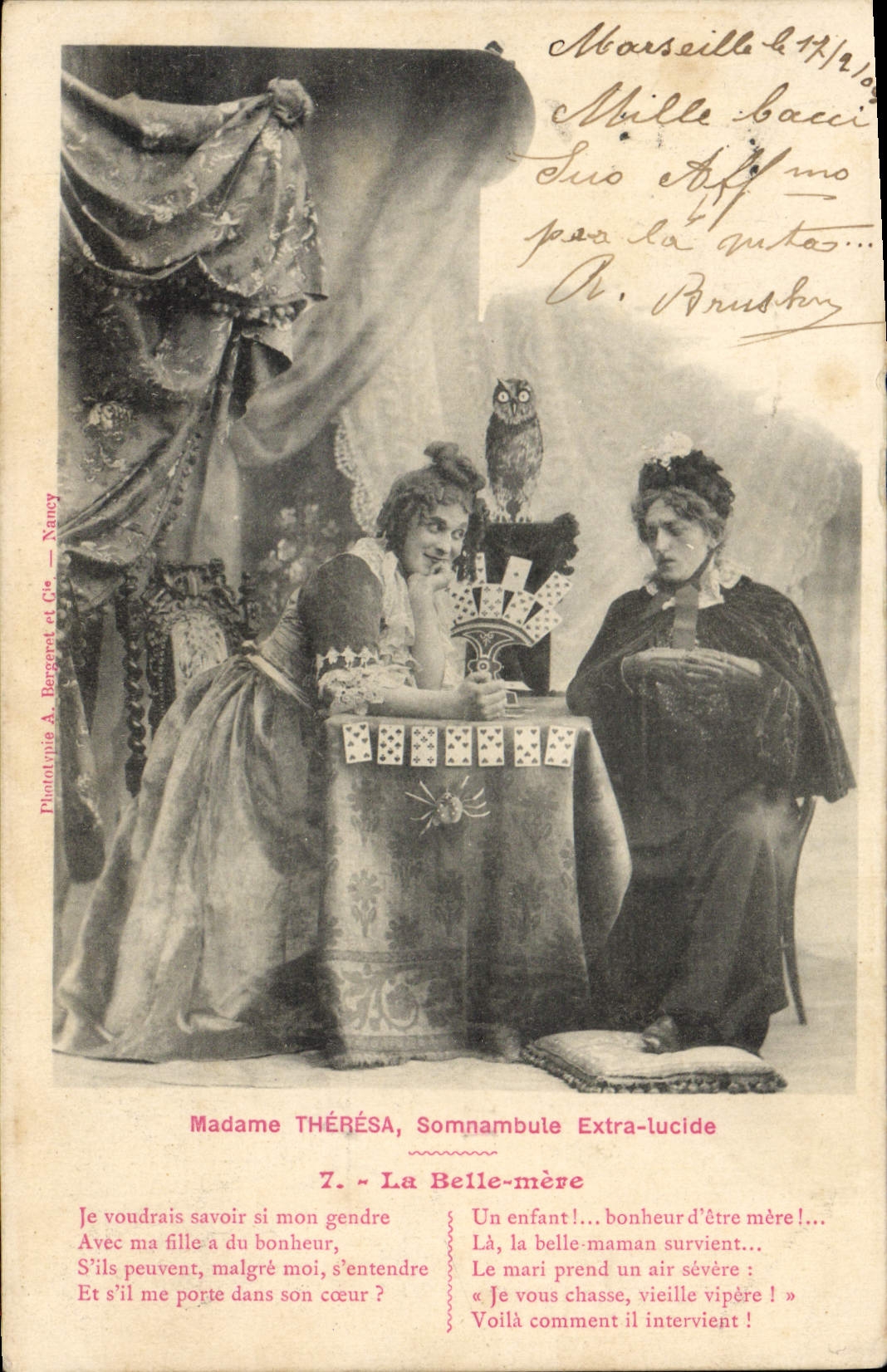 CPA Folklore Madame Theresa somnambule extra lucide La belle mere
