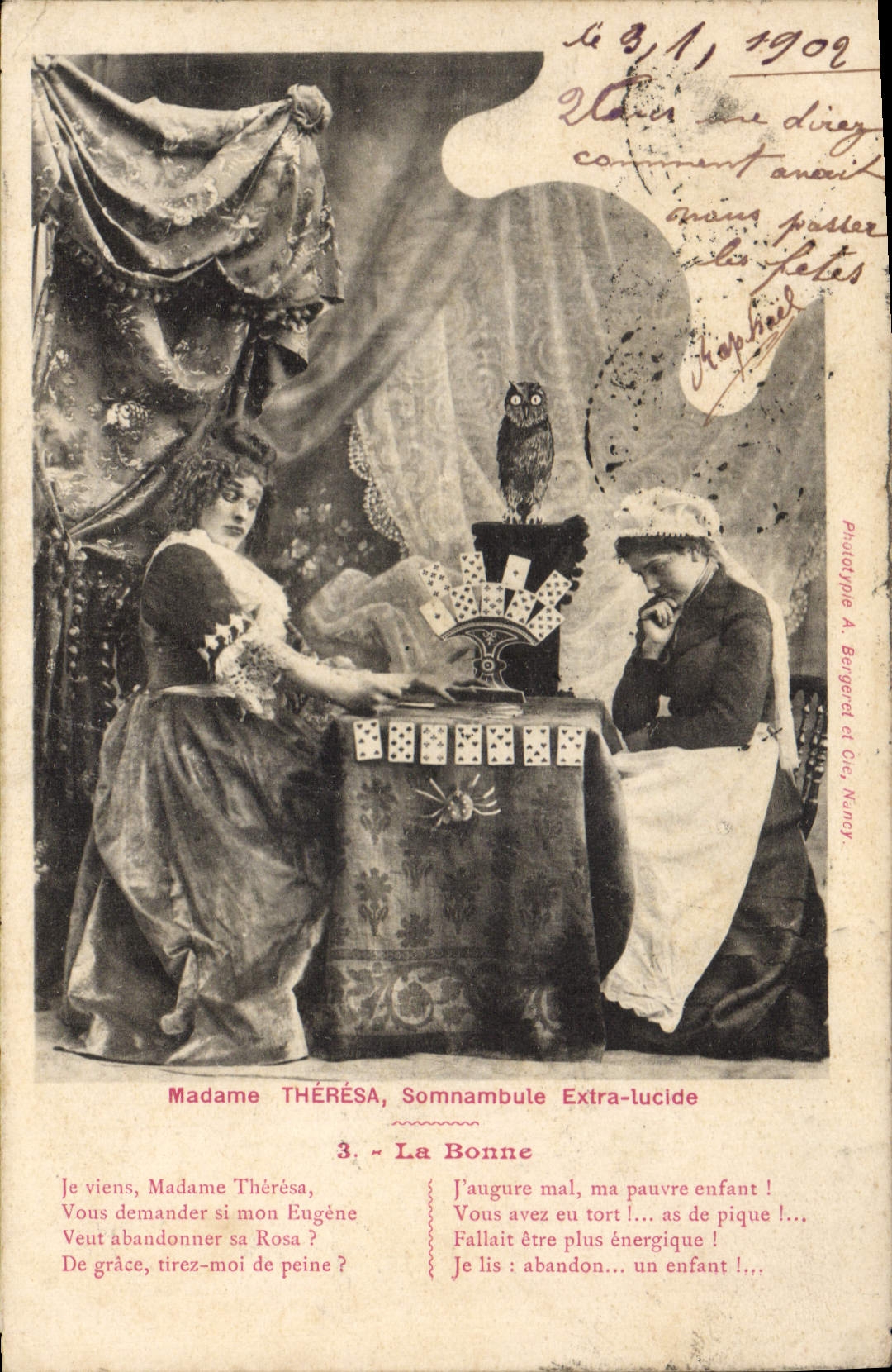 CPA Cartomancie Voyance Folklore Madame Theresa somnambule extra lucide La bonne