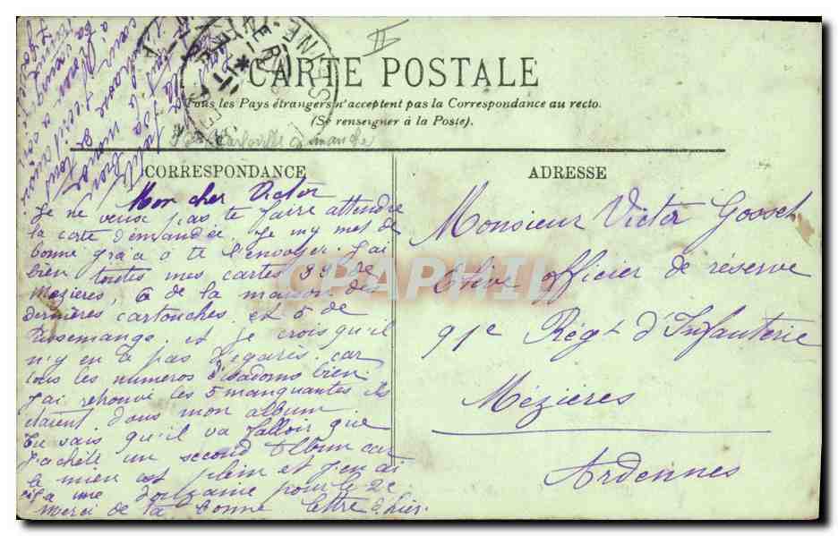 CPA Banque Le Havre La Banque de France et la rue Thiers Tramway — Rückseite
